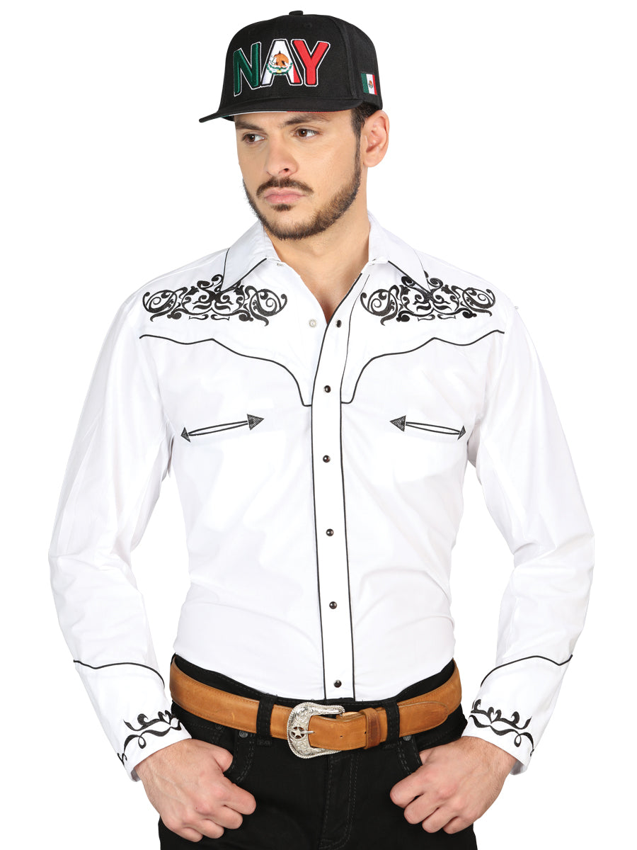Camisa vaquera bordada El General Blanca/Negra 40988