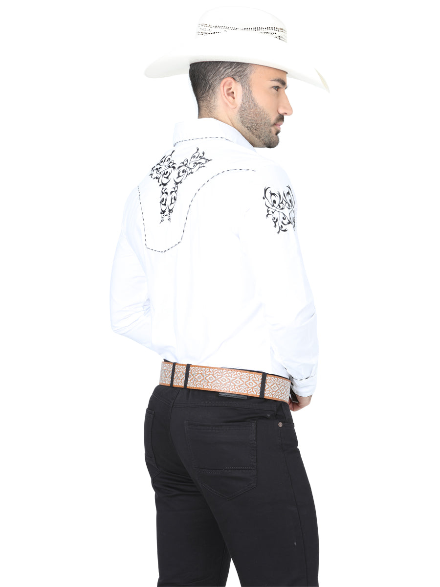 Camisa vaquera bordada El General Blanca/Negra 40991