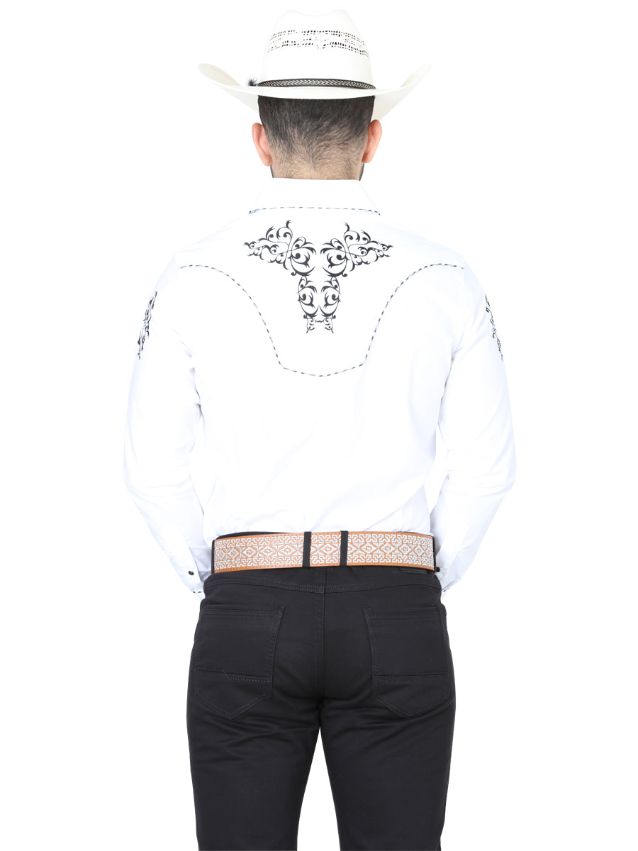 Camisa vaquera bordada El General Blanca/Negra 40991