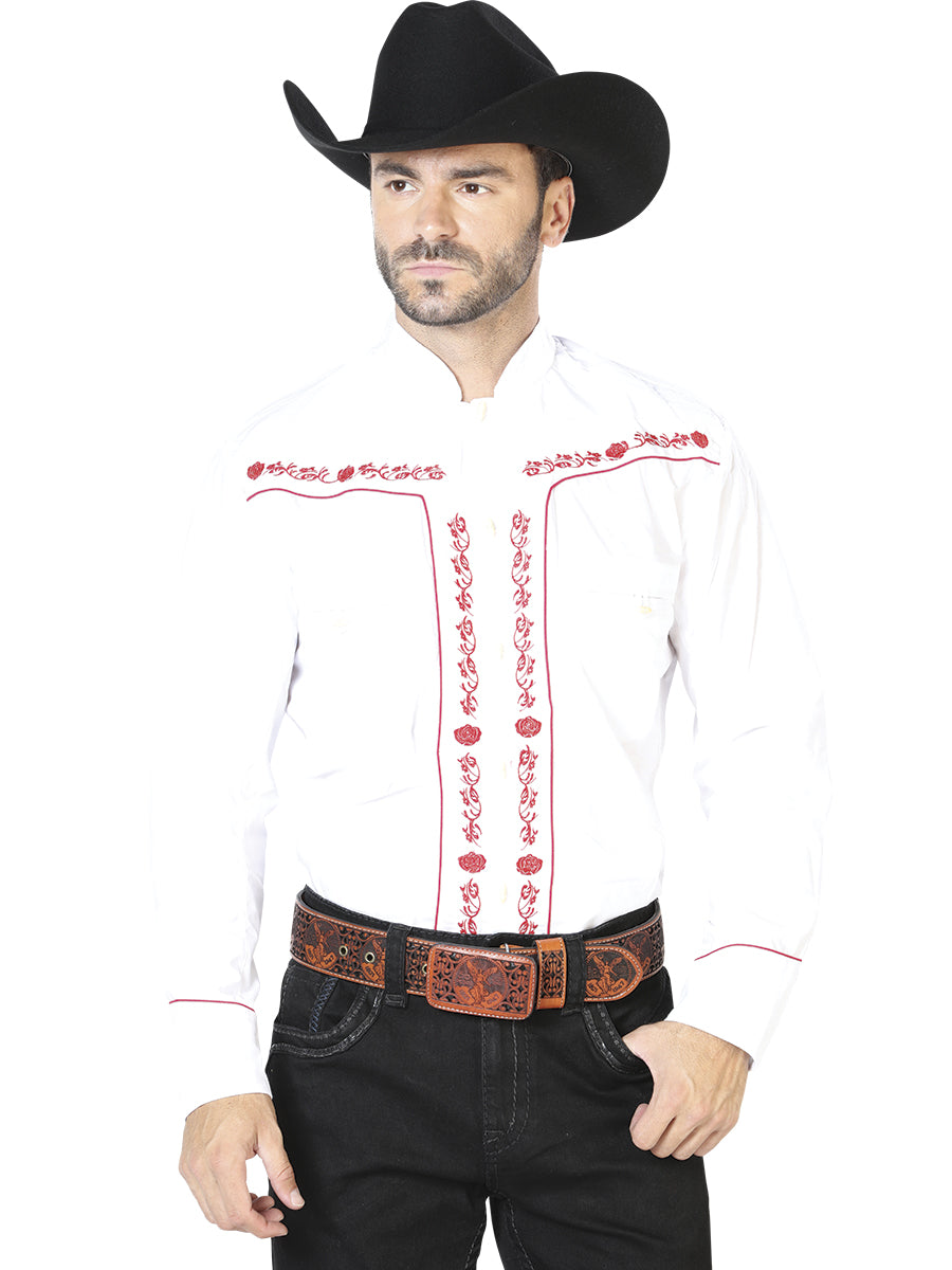 El Señor de los Cielos Charro Embroidery Shirt White/Red 42922