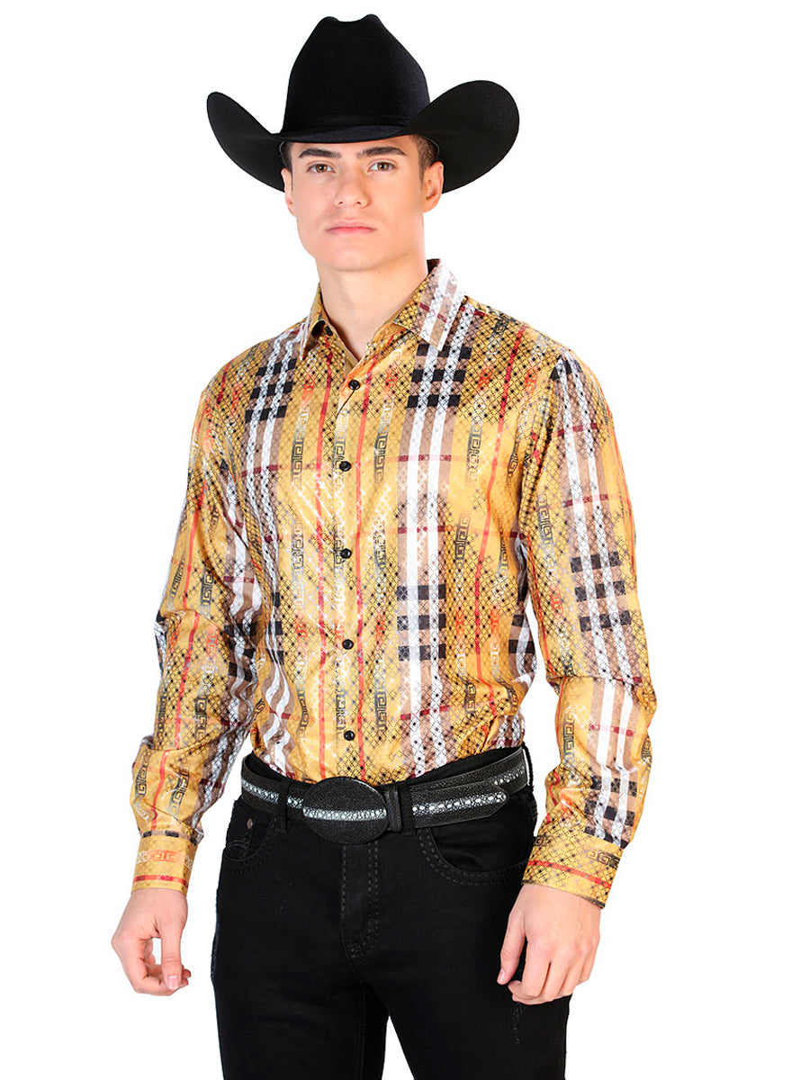 Camisa casual amarilla de manga larga 43784