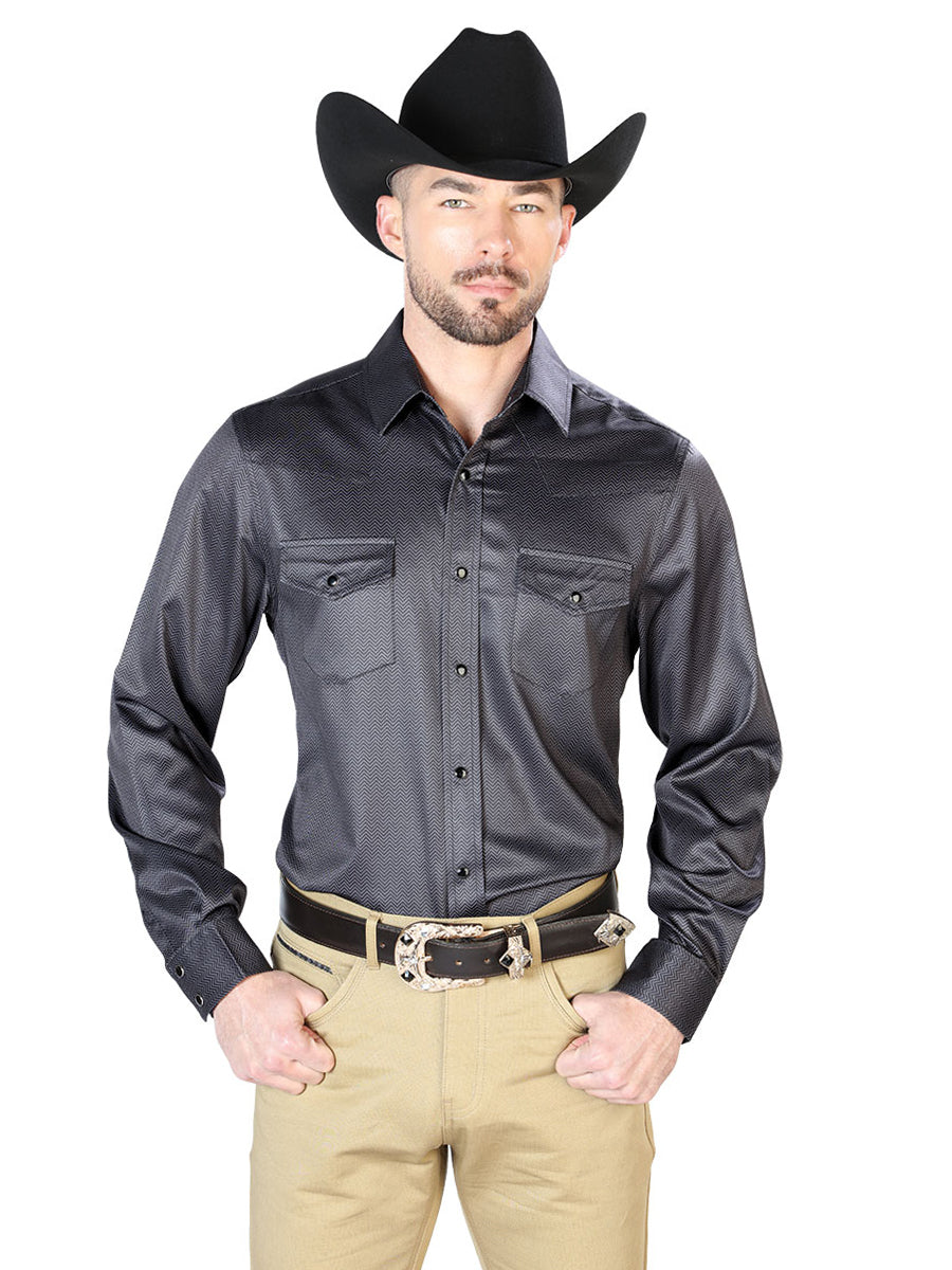 Camisa casual negra de manga larga 43966