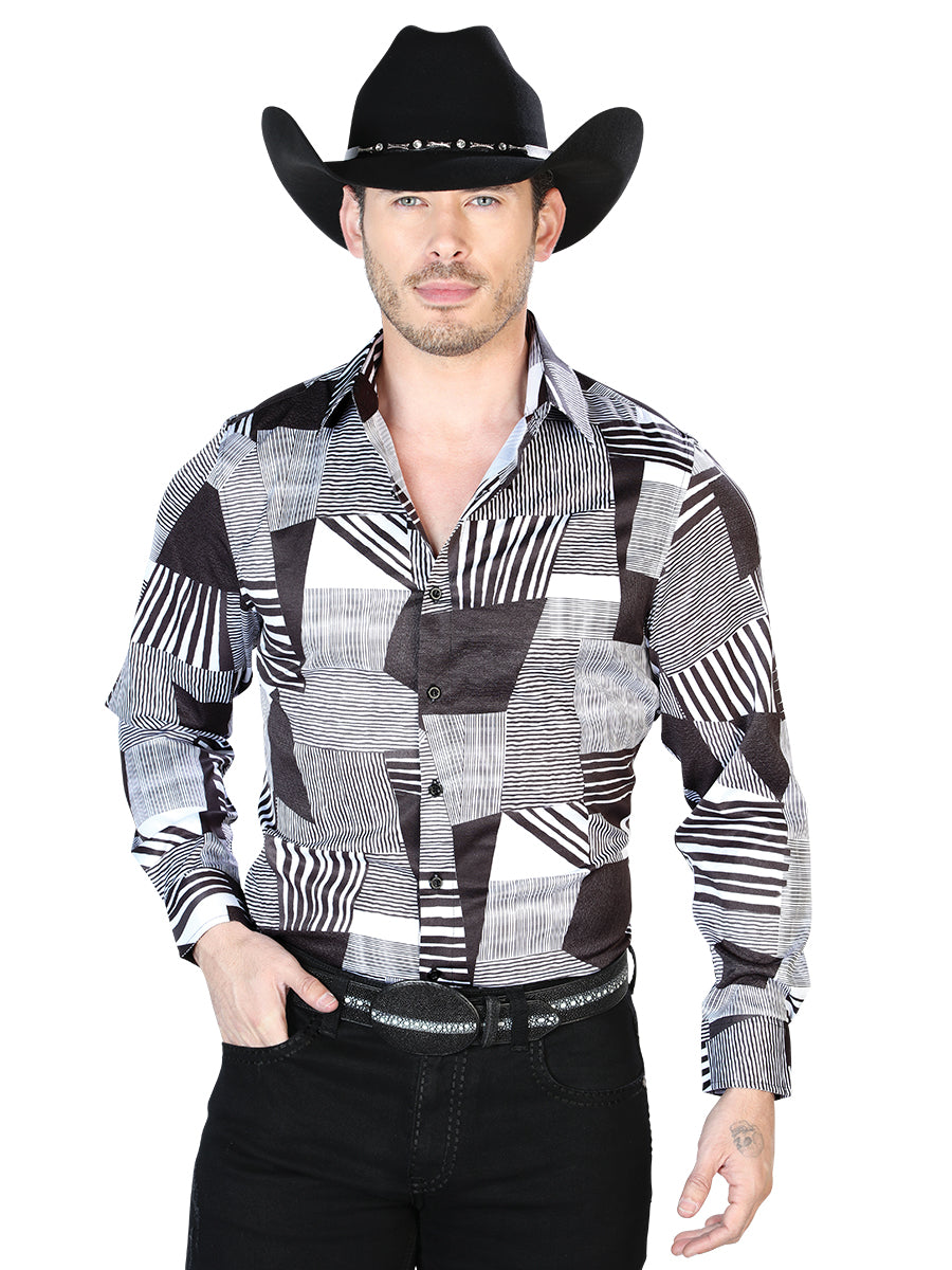 Black And White Casual Long Sleeve Shirt 43991