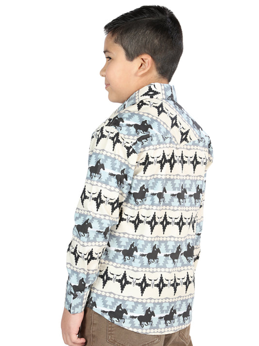 Camisa casual de manga larga de El General Azul 44494