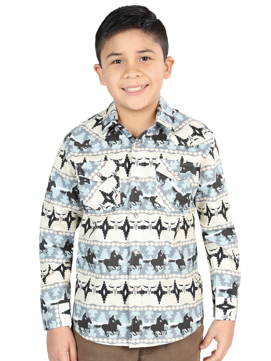 Camisa casual de manga larga de El General Azul 44494