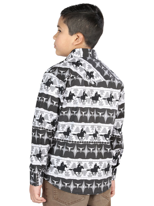 Camisa informal de manga larga de El General Negra 44495