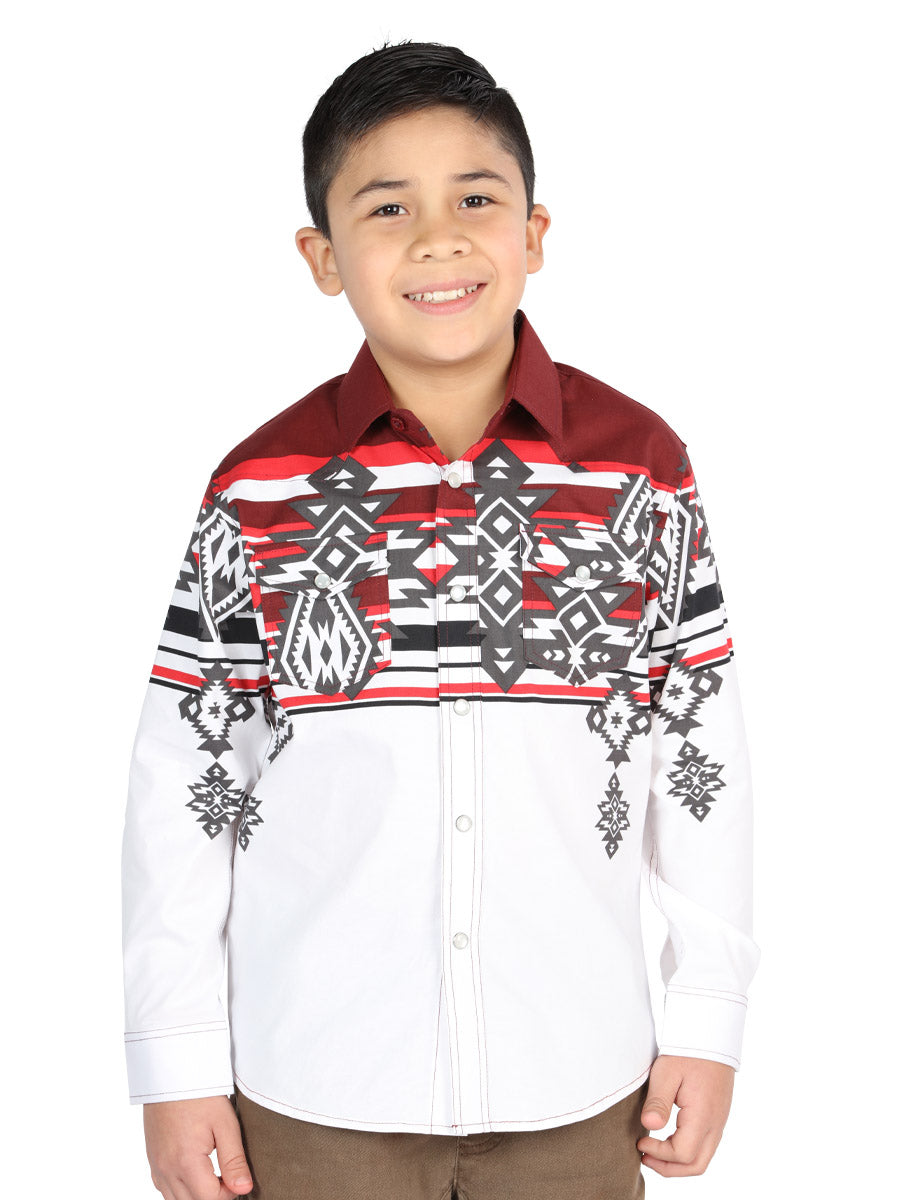 Camisa informal de manga larga de El General, color burdeos 44506