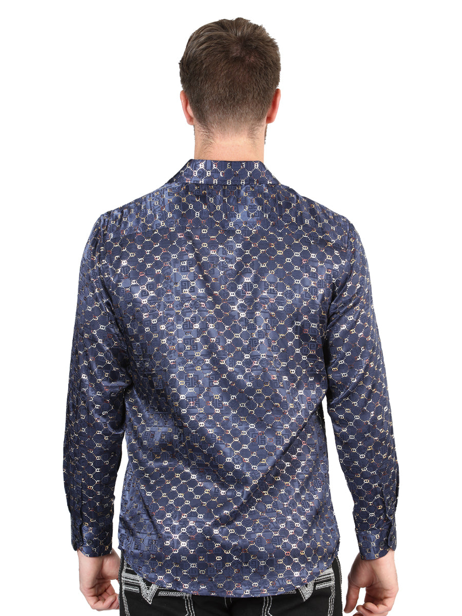 Camisa informal de manga larga El General azul marino/dorada 44548