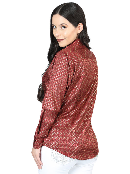 El General Burgundy Casual Long-Sleeve Shirt - 44561