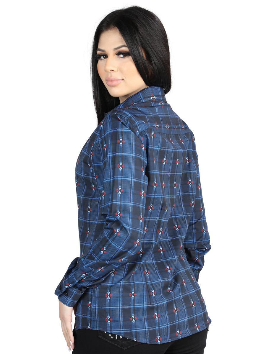 El General - Camisa informal de manga larga - Negro/Azul 44721