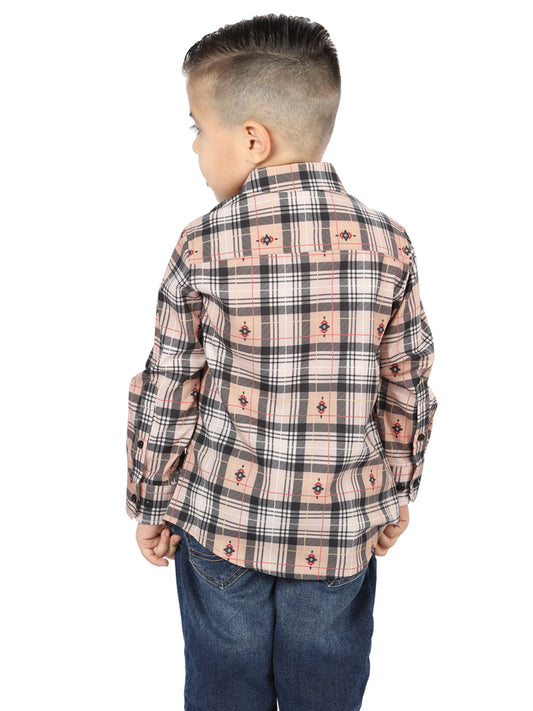 Camisa informal de manga larga El General beige/negra 44732