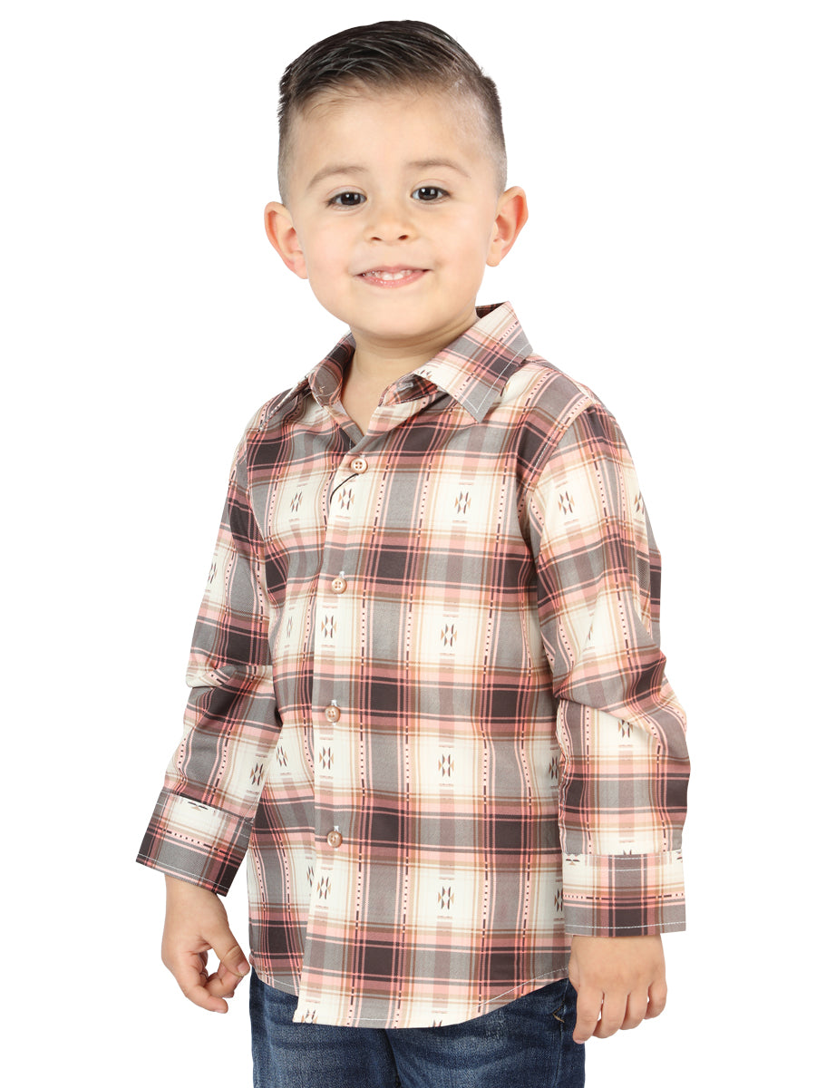 Camisa informal de manga larga El General naranja/beige 44733