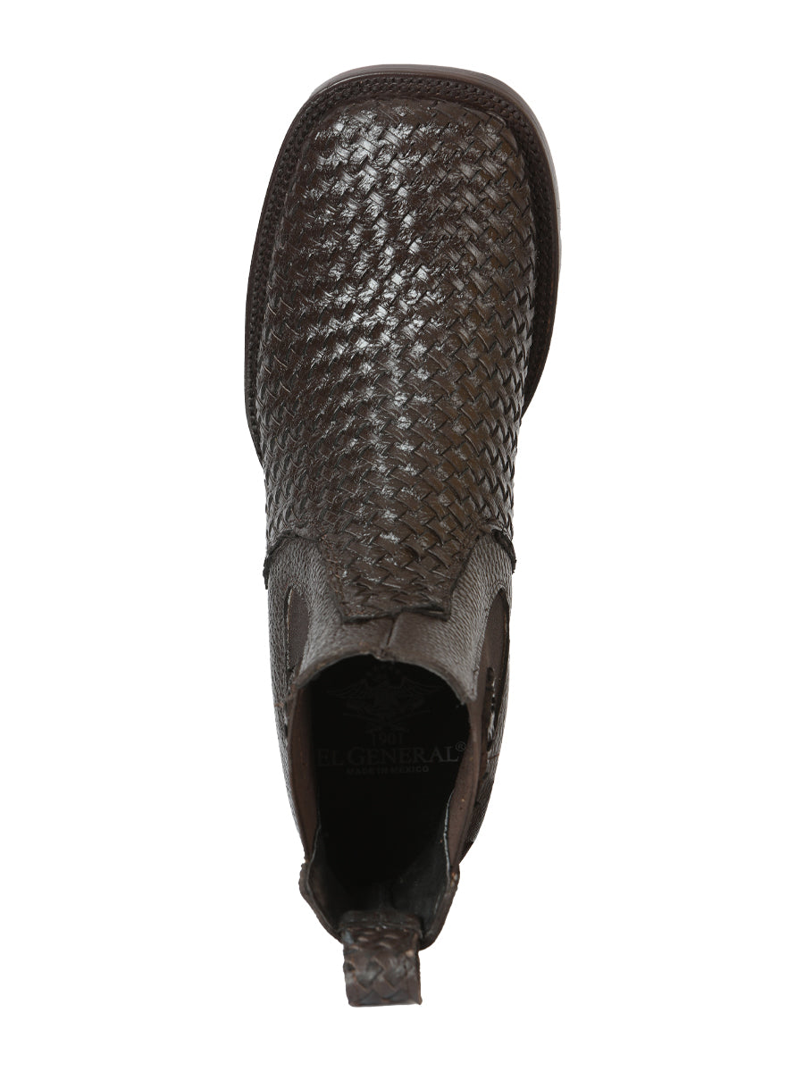 El General Men’s Rodeo Brown Woven Ankle Boots 45177