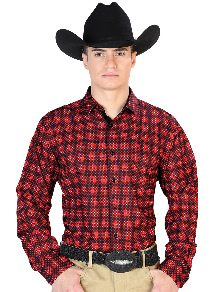 Burgundy Casual Long Sleeve Shirt 126263