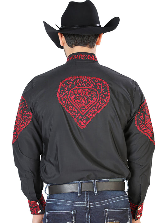 El Señor de los Cielos Charro Embroidery Shirt Black/Red 126687
