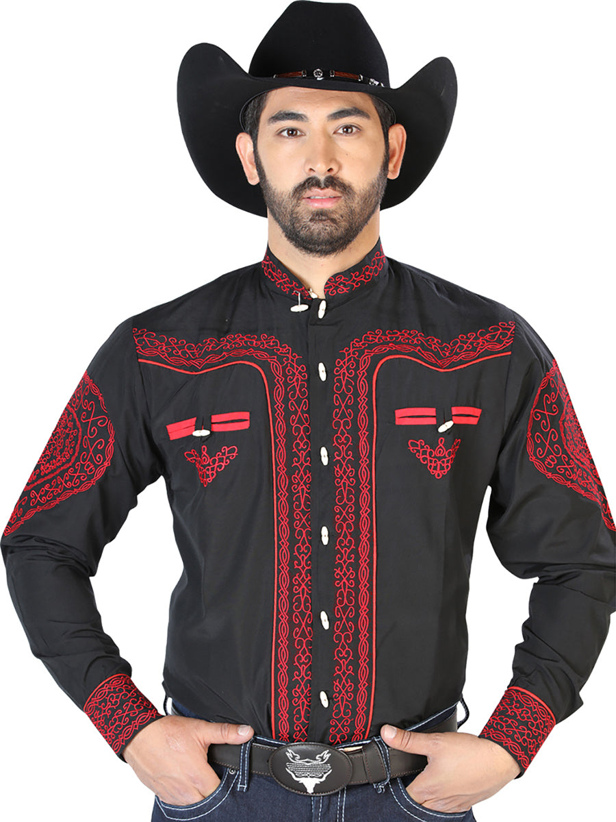 El Señor de los Cielos Camisa Charro Bordada Negro/Rojo 126687