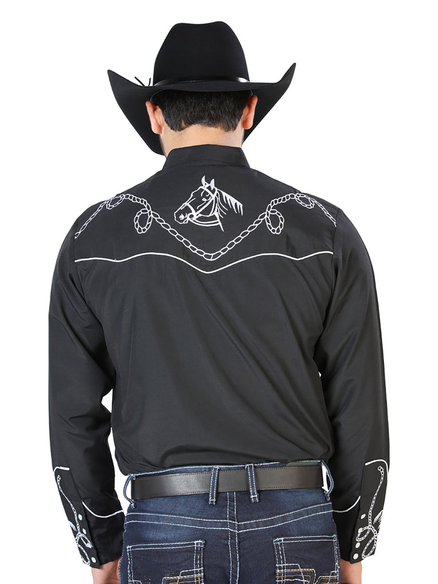El Señor de los Cielos Embroidery Shirt Black/White 126714