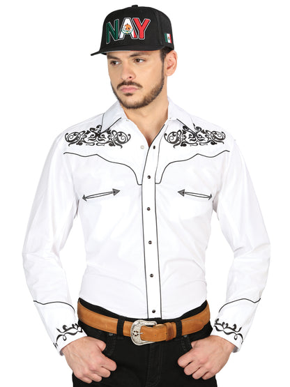 Camisa vaquera bordada El General Blanca/Negra 40988