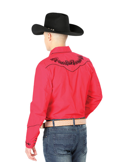 Camisa vaquera bordada El General Roja/Negra 40989