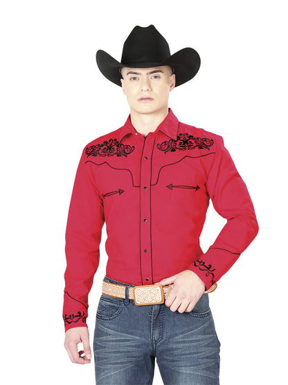 Camisa vaquera bordada El General Roja/Negra 40989