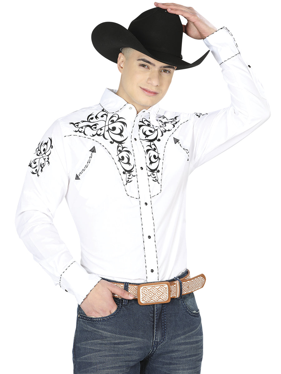 Camisa vaquera bordada El General Blanca/Negra 40991