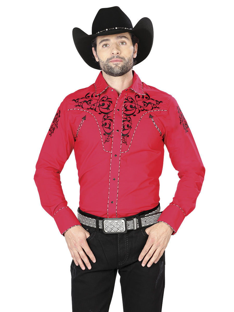 Camisa vaquera bordada El General Roja/Negra 40992