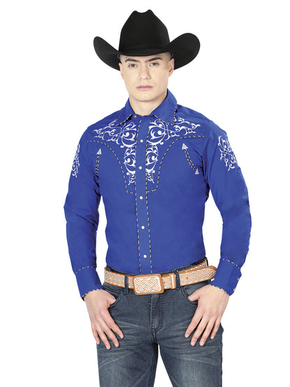 Camisa vaquera bordada El General Azul Rey/Blanco 40993