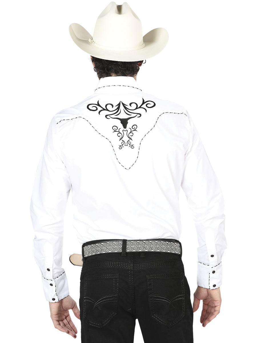 Camisa vaquera bordada El General Blanca/Negra 41004