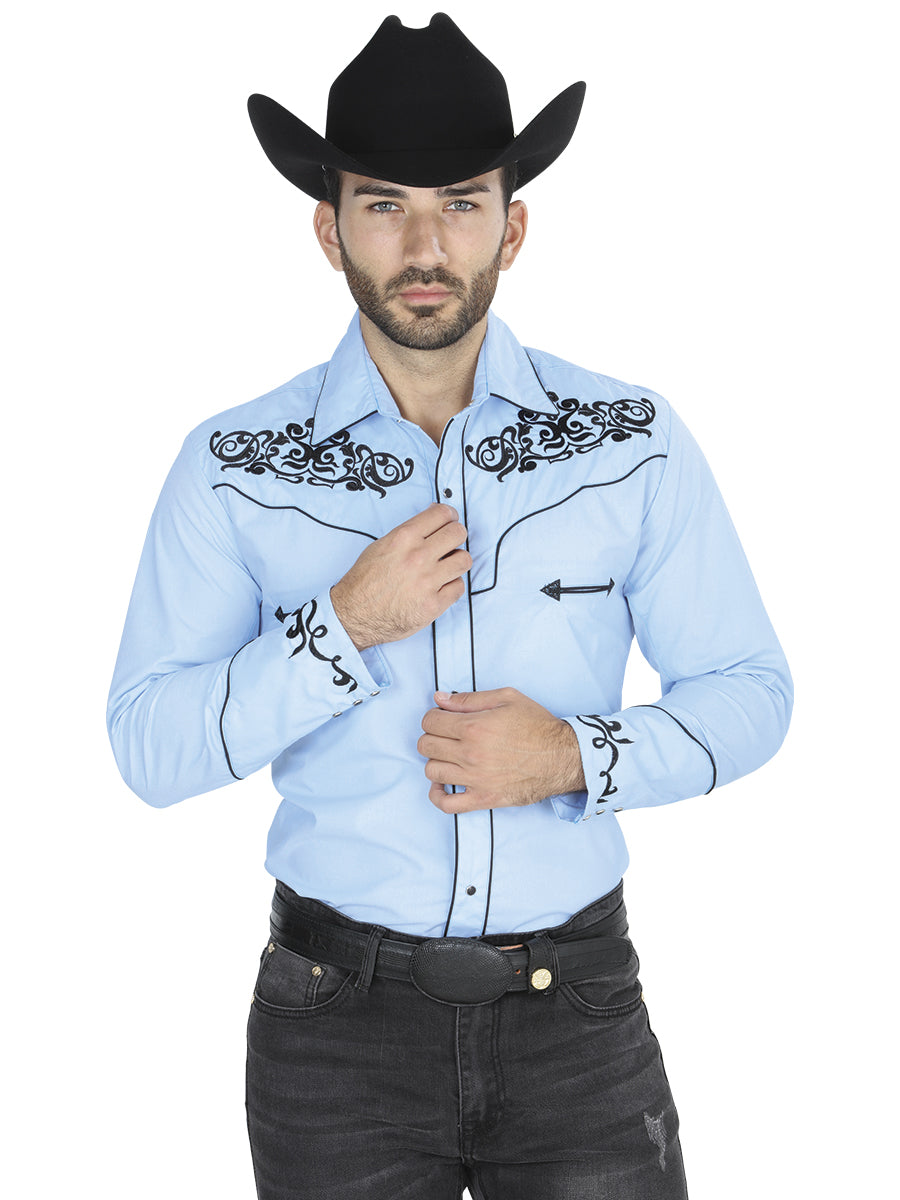 Camisa vaquera bordada El General Azul/Negro 41207