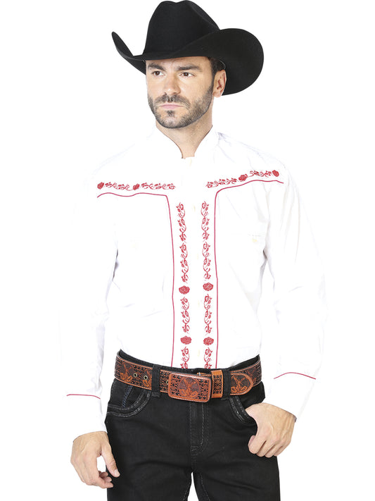 El Señor de los Cielos Charro Embroidery Shirt White/Red 42922