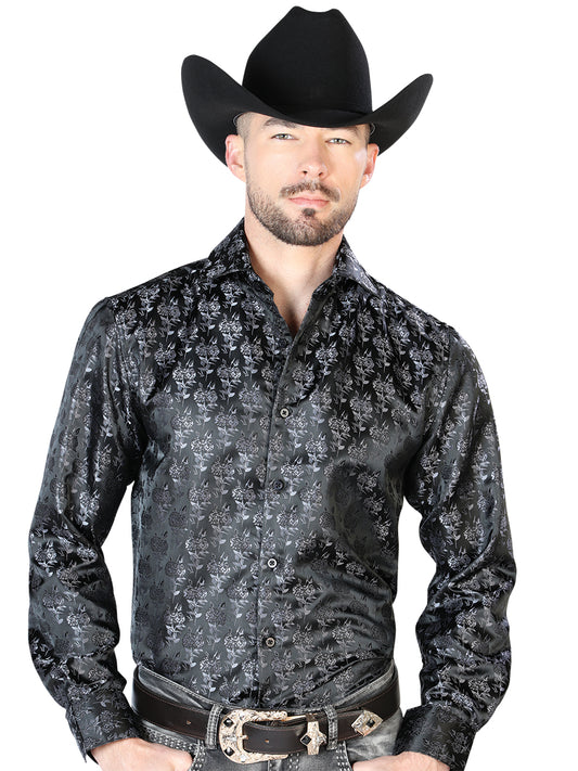 Camisa casual negra de manga larga 43753