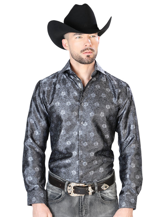 Camisa casual negra de manga larga 43760