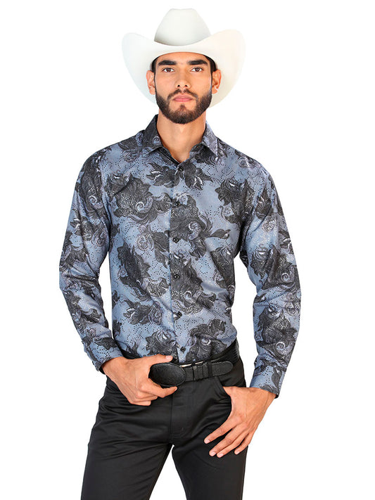 Camisa casual negra de manga larga 43775
