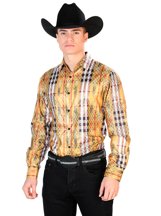 Camisa casual amarilla de manga larga 43784