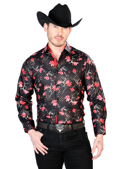 Camisa casual negra de manga larga 43810