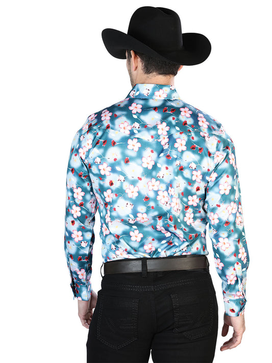 Camisa casual de manga larga con flores de agua 43943