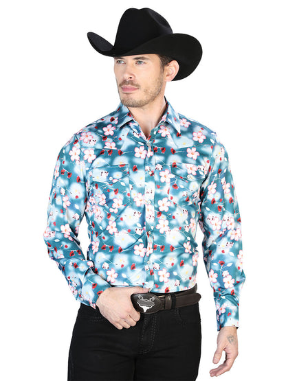 Camisa casual de manga larga con flores de agua 43943