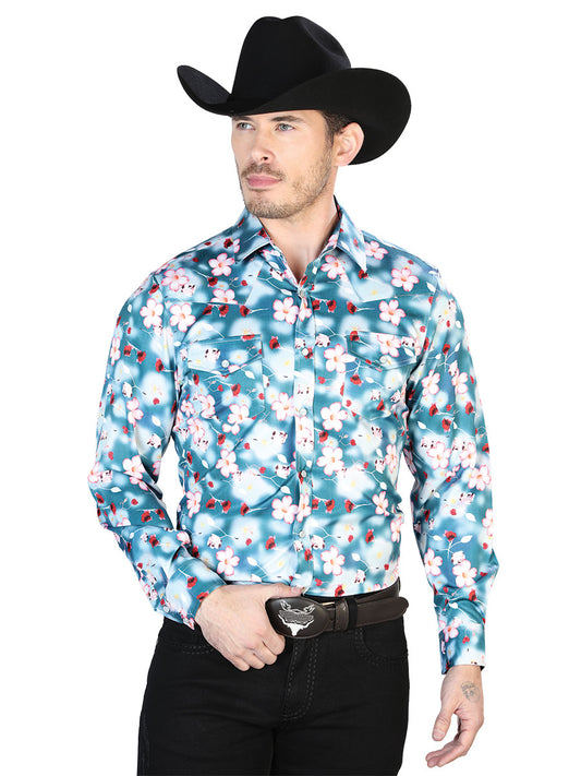 Camisa casual de manga larga con flores de agua 43943