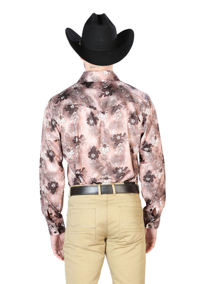 Camisa informal de manga larga marrón claro 43947