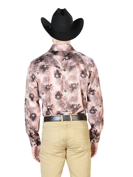 Camisa informal de manga larga marrón claro 43947