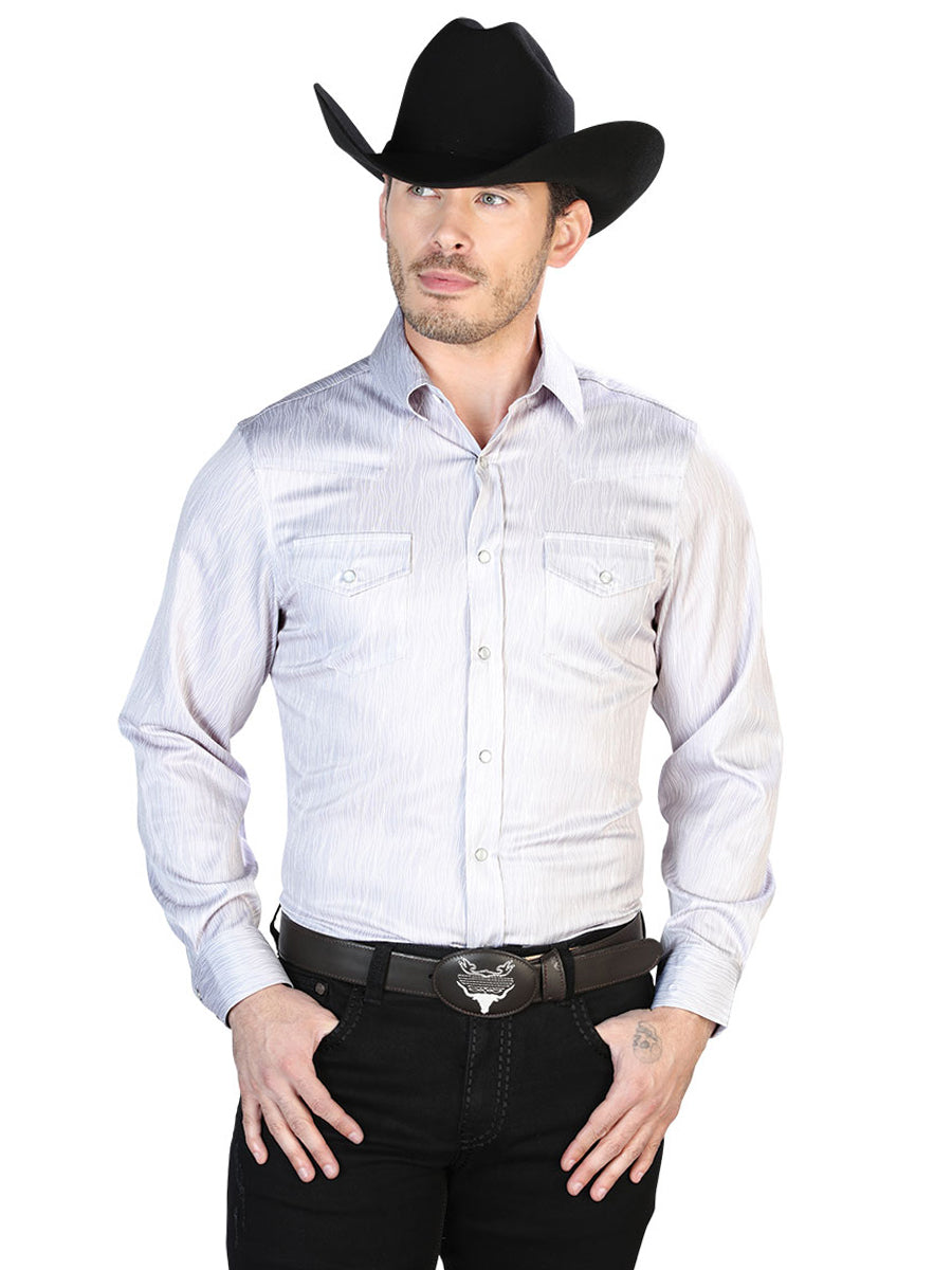 Camisa informal gris de manga larga 43949