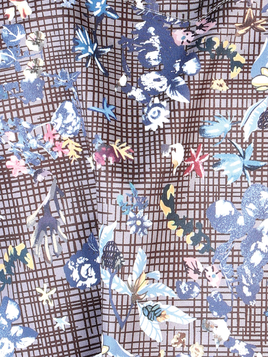 Camisa informal de manga larga con estampado floral azul marino 43953