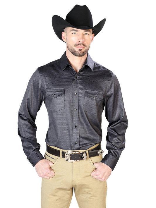 Camisa casual negra de manga larga 43966
