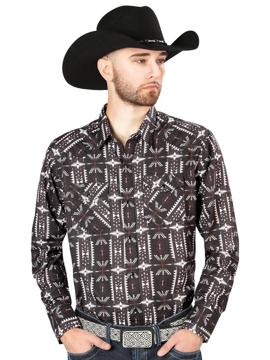 Camisa casual negra de manga larga 44220