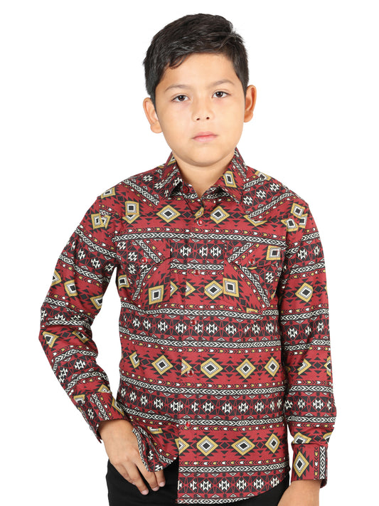Camisa informal de manga larga de El General, color burdeos 44413