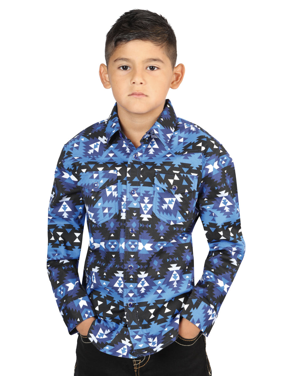 Camisa casual de manga larga de El General Azul 44416