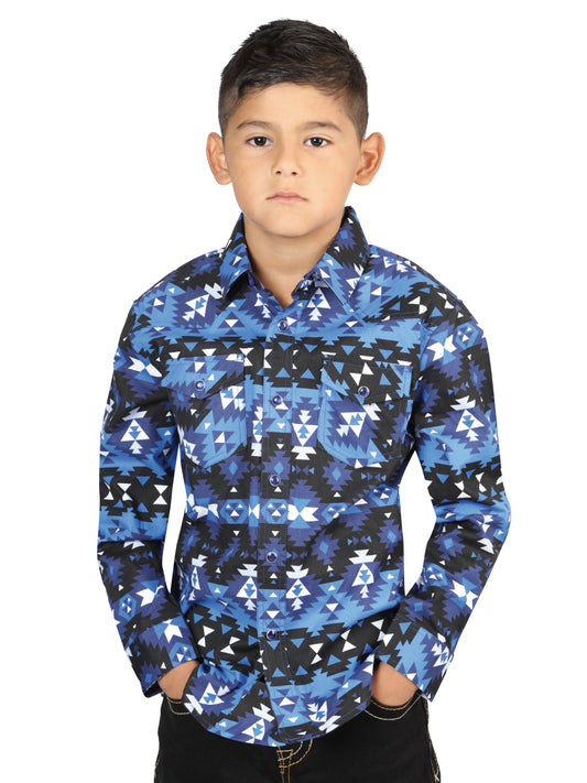 Camisa casual de manga larga de El General Azul 44416