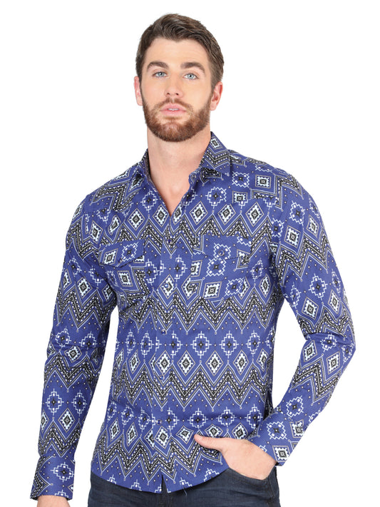 Camisa casual de manga larga de El General Azul 44429