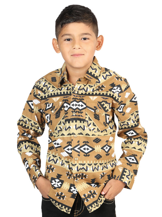 Camisa casual de manga larga de El General Mostaza 44442