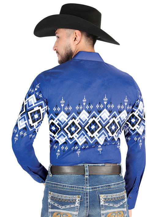 El General - Camisa casual de manga larga - Azul 44449